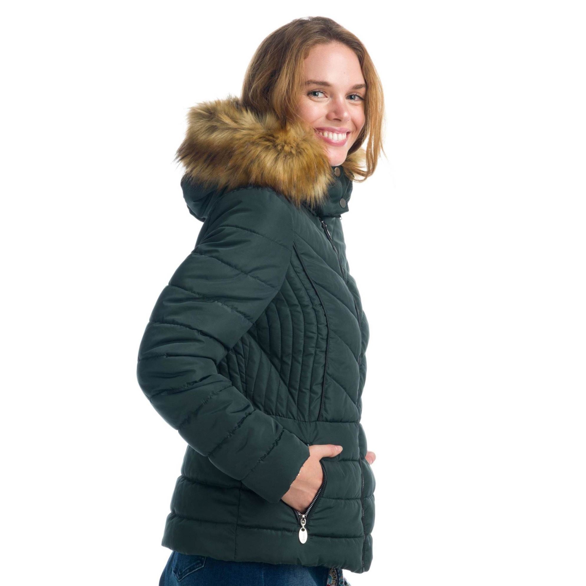 Chaqueta Cazadora Acolchada con Capucha Desmontable Mujer – Koroshi 1922JA48
