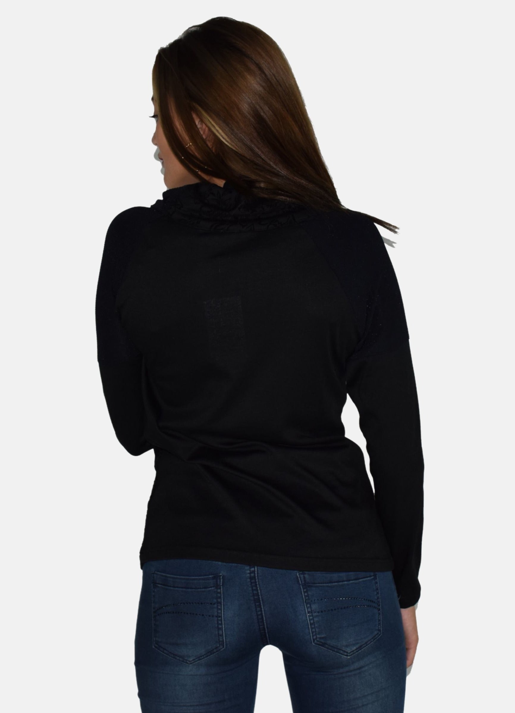 Camiseta Manga Larga Mujer Estampado Flock y Foil Cuello Vuelto – Koroshi 1922ML62