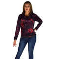 Camiseta Manga Larga Mujer Estampada Cuello Ajustable con Cordón y Lurex – Koroshi 1922ML64