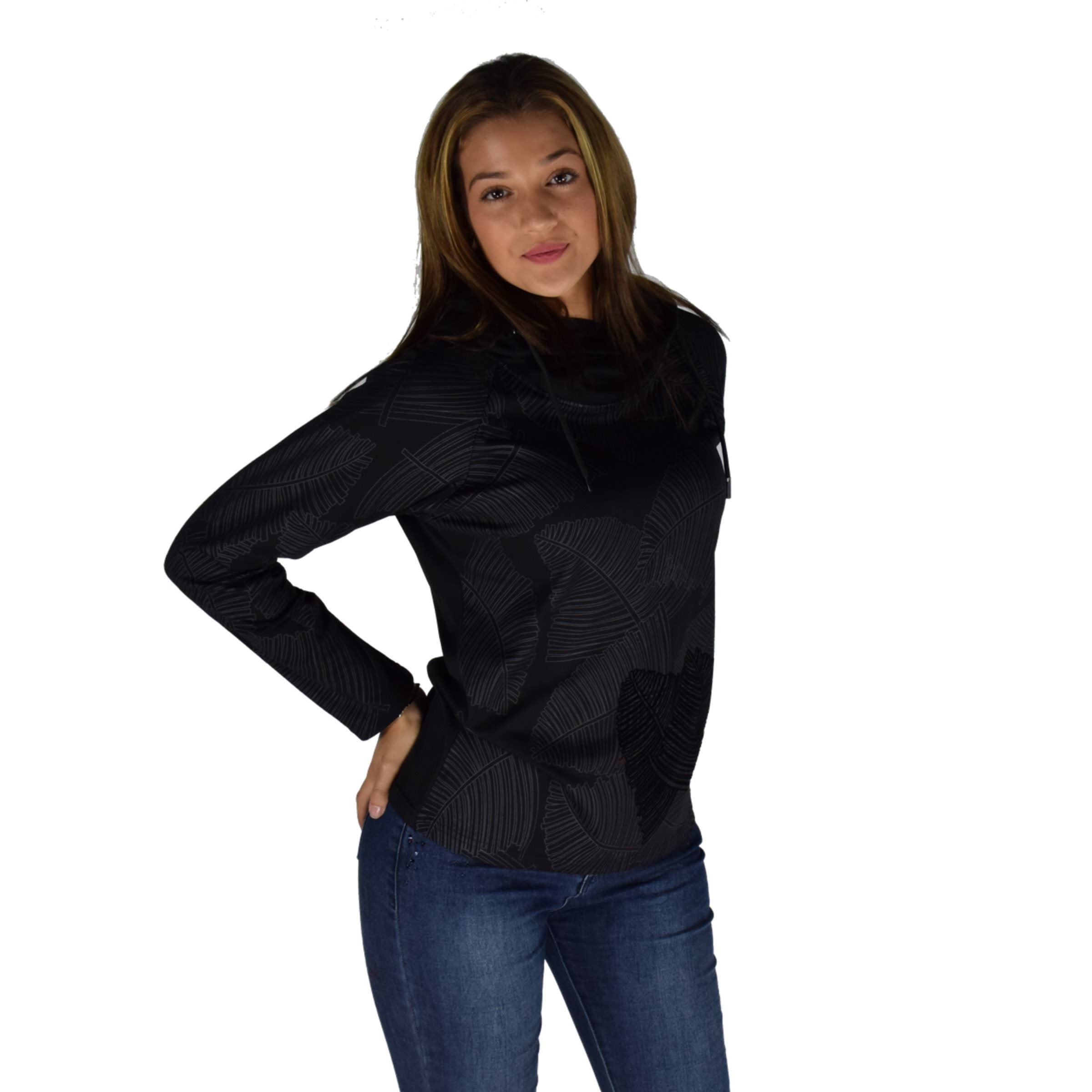 Camiseta Manga Larga Mujer Estampado Flock Hojas – Koroshi 1922ML65