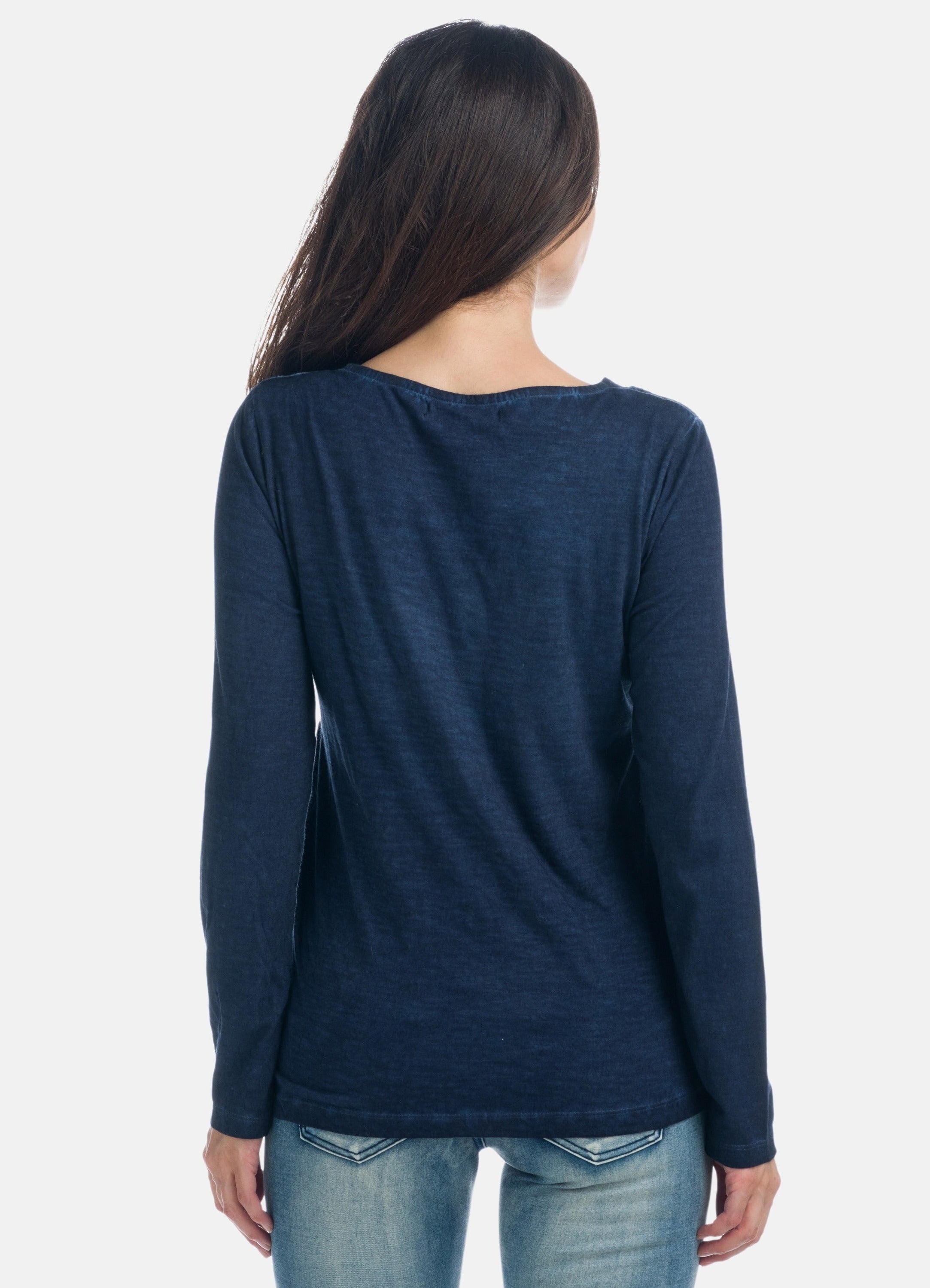 Camiseta Manga Larga Mujer con Bordados y Brillantes – Koroshi 1922ML81