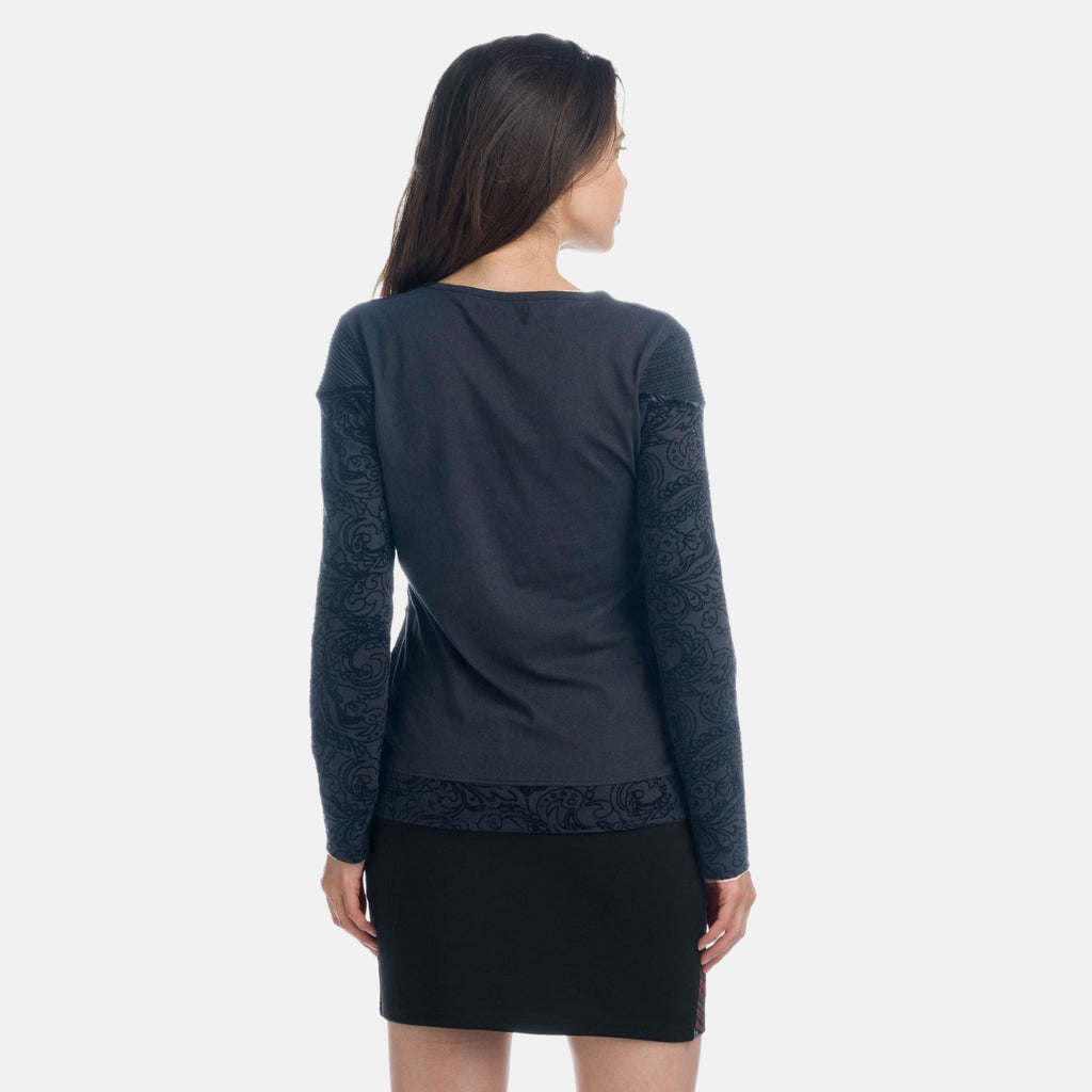 Camiseta Manga Larga Mujer con Estampado Flock – Koroshi Gris