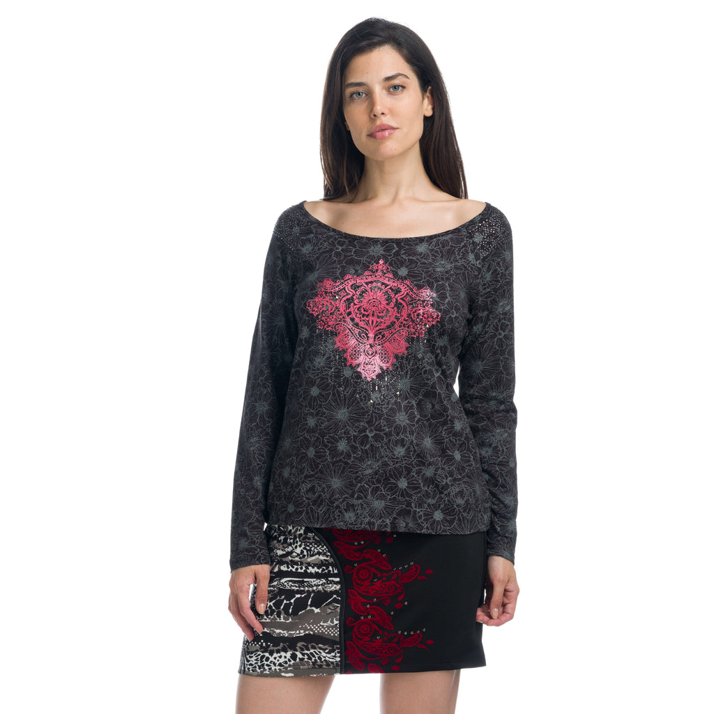 Camiseta Manga Larga Mujer Estampada Detalle Foil – Koroshi 1922ML90