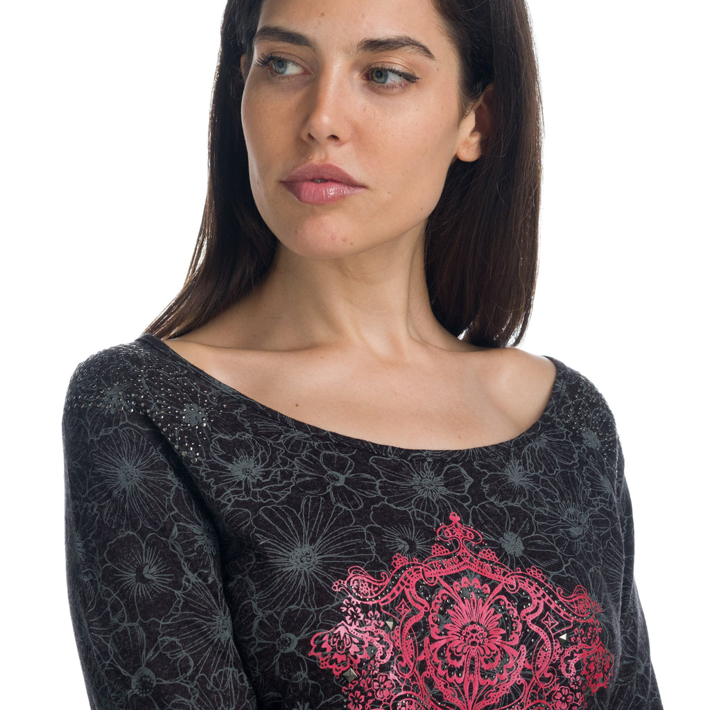 Camiseta Manga Larga Mujer Estampada Detalle Foil – Koroshi 1922ML90