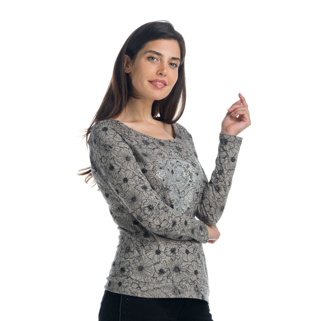 Camiseta Manga Larga Mujer Estampada Detalle Foil – Koroshi 1922ML90