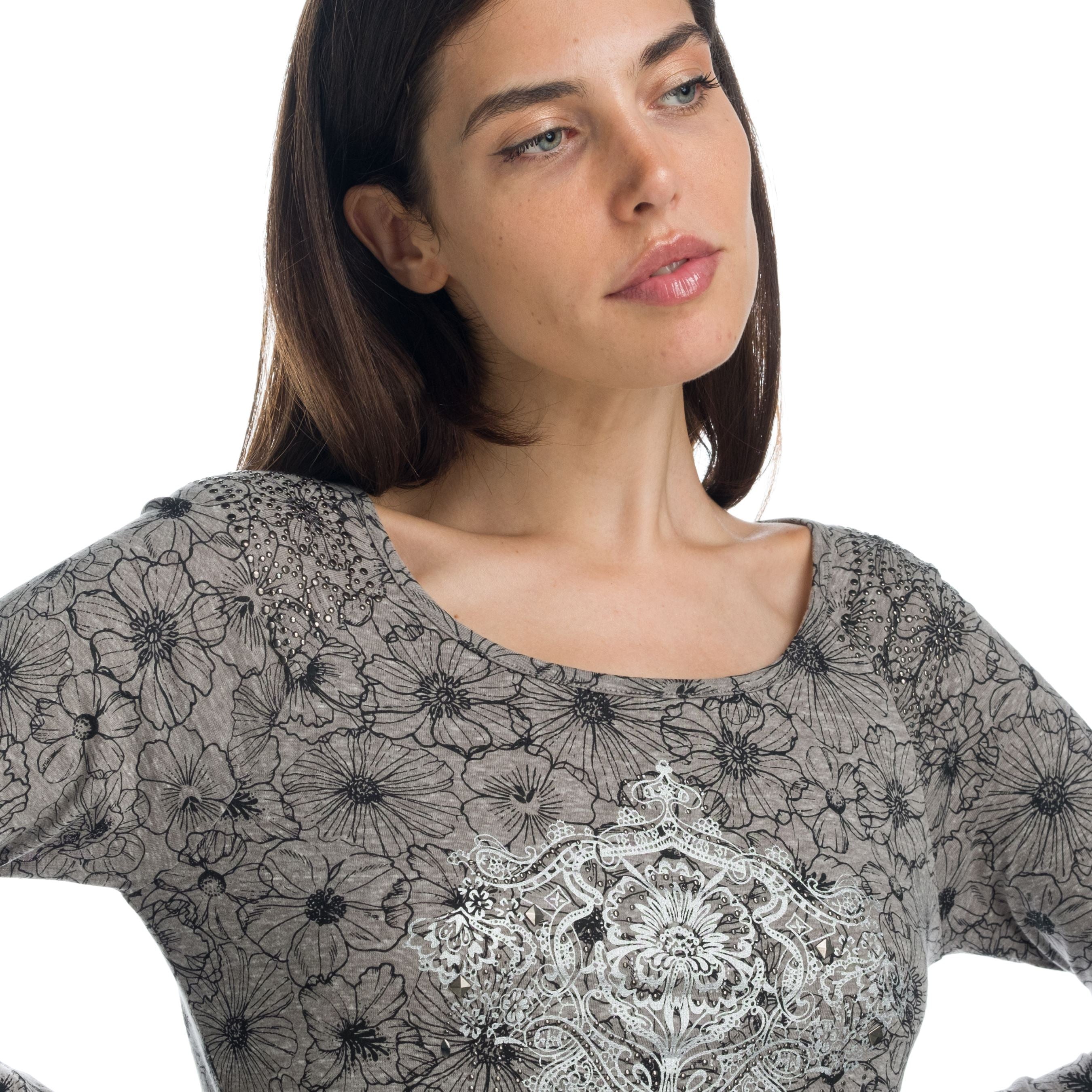 Camiseta Manga Larga Mujer Estampada Detalle Foil – Koroshi 1922ML90