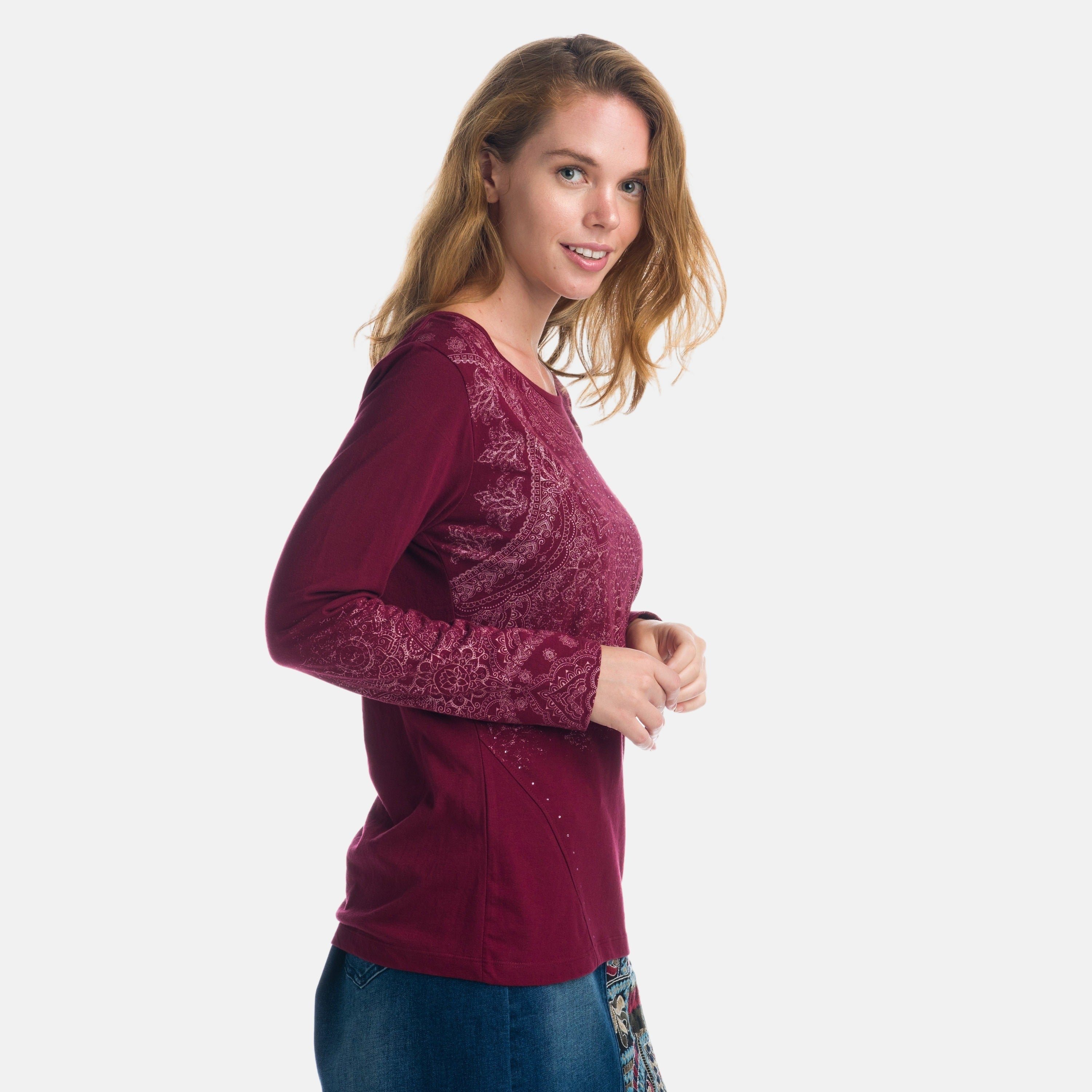 Camiseta Manga Larga Mujer Algodón Estampado Brillantes – Koroshi 1922ML92
