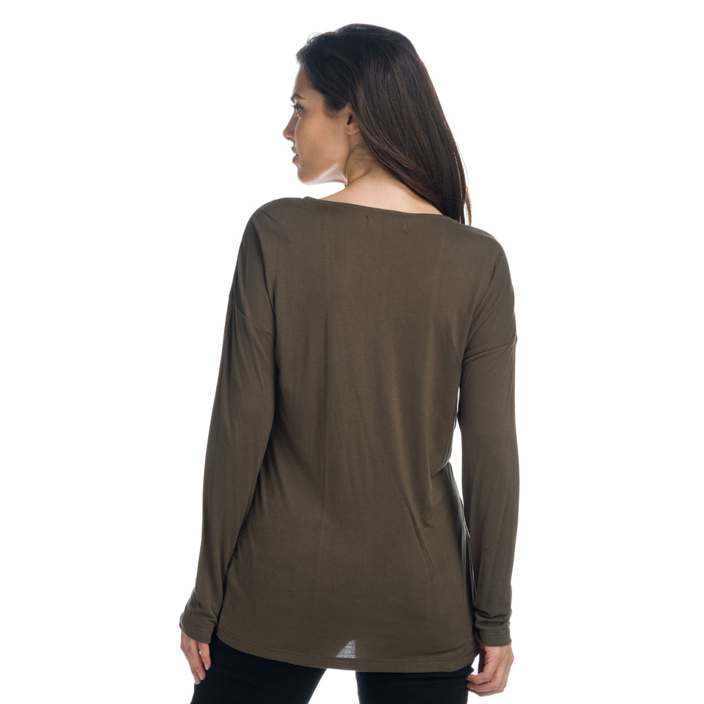 Camiseta Manga Larga Mujer Escote Pico Estampada – Koroshi 1922ML95