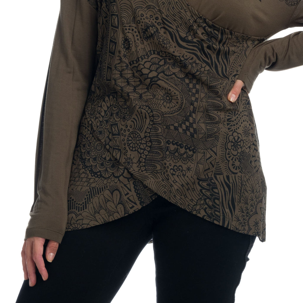 Camiseta Manga Larga Mujer Escote Pico Estampada – Koroshi 1922ML95