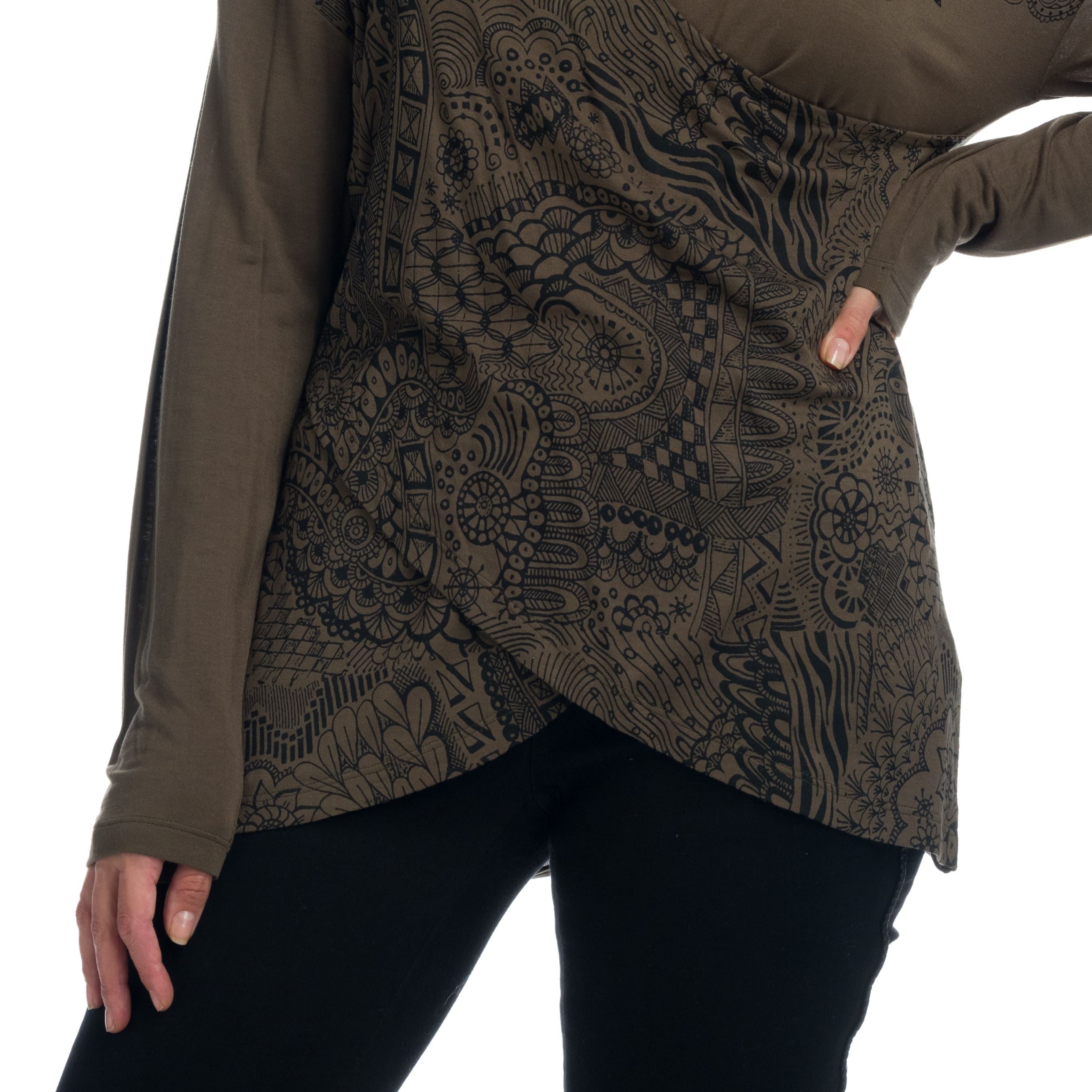 Camiseta Manga Larga Mujer Escote Pico Estampada – Koroshi 1922ML95