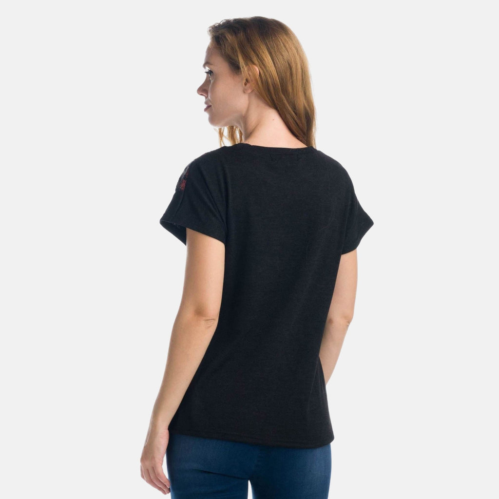 Top de Fiesta Mujer Manga Corta con Lentejuelas – Koroshi Negro