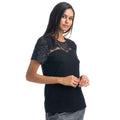 Top Mujer Manga Corta con Blonda y Mangas de Tweed – Koroshi Negro