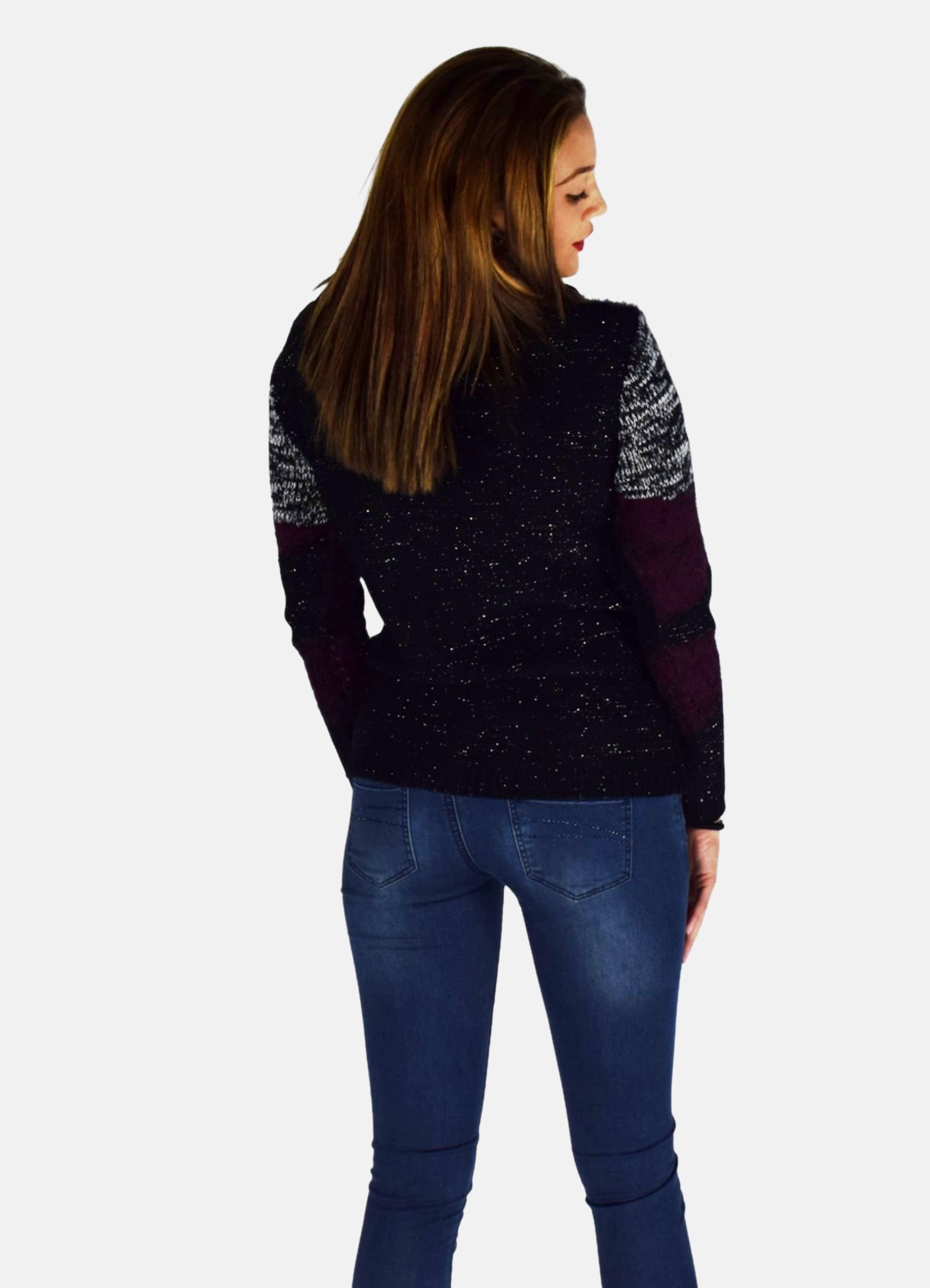 Jersey de Punto Grueso Mujer Cuello Vuelto Jaspeado – Koroshi 1922TR03