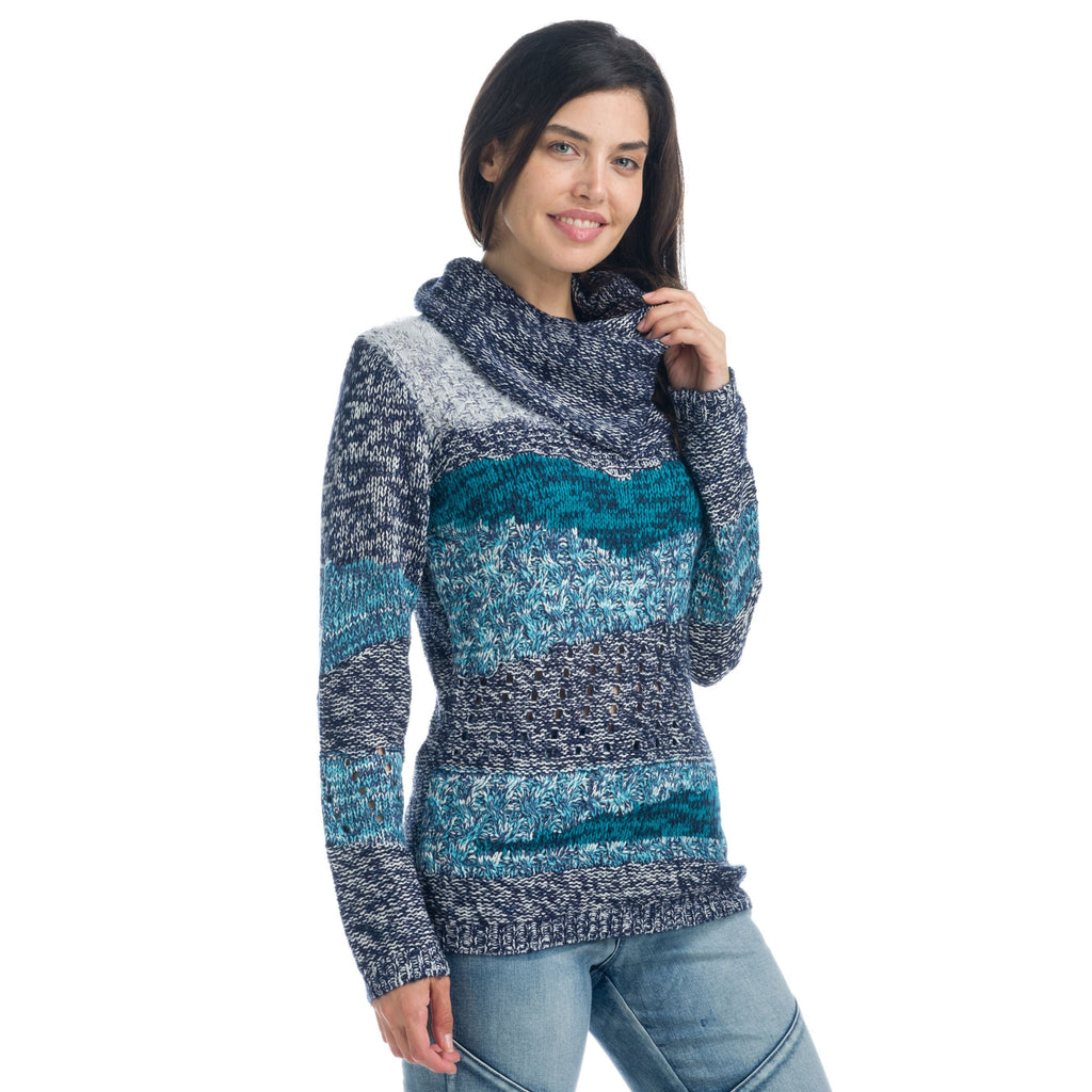 Jersey de Punto Grueso Mujer Cuello Vuelto Jaspeado – Koroshi 1922TR03