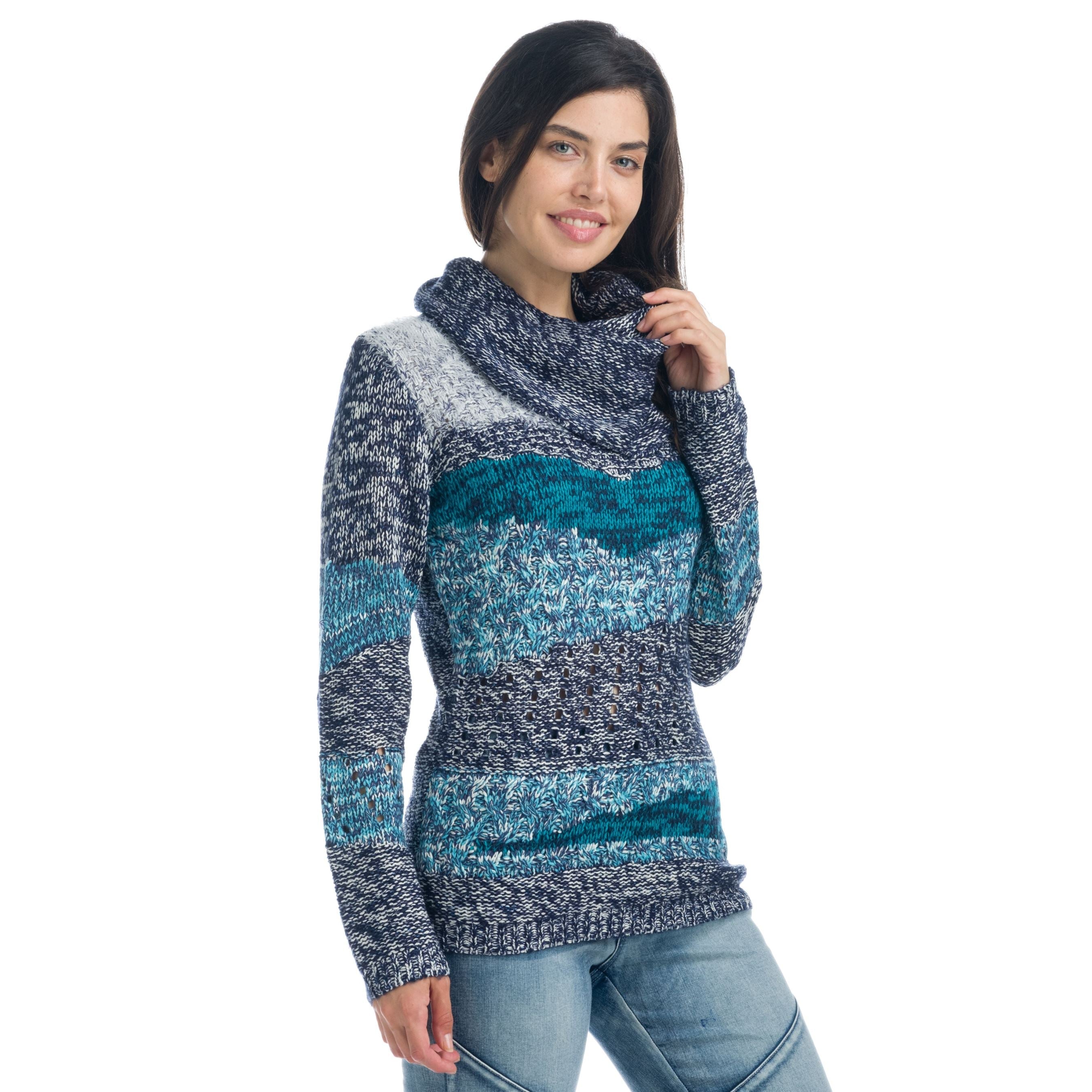 Jersey de Punto Grueso Mujer Cuello Vuelto Jaspeado – Koroshi 1922TR03