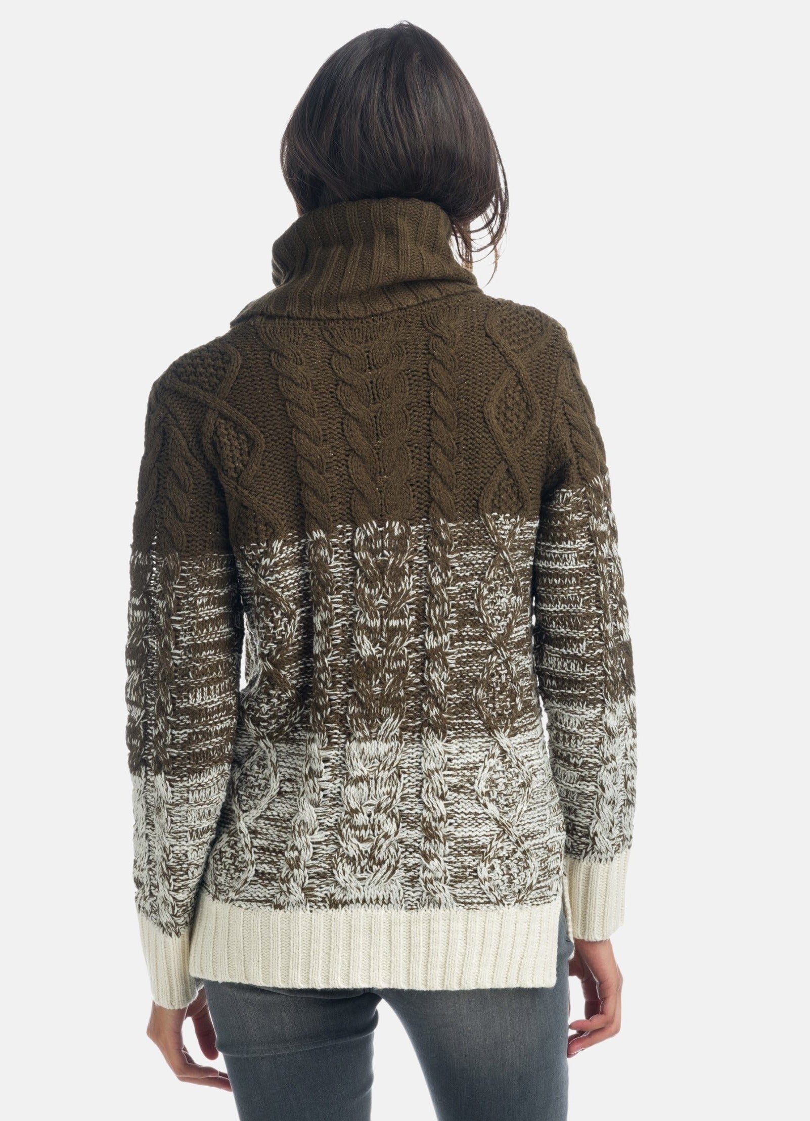 Jersey Mujer Punto Grueso Trenzado Degradado Cuello Vuelto – Koroshi 1922TR24