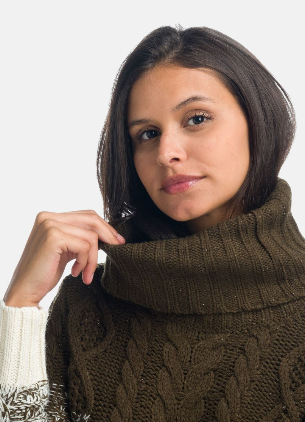 Jersey Mujer Punto Grueso Trenzado Degradado Cuello Vuelto – Koroshi 1922TR24