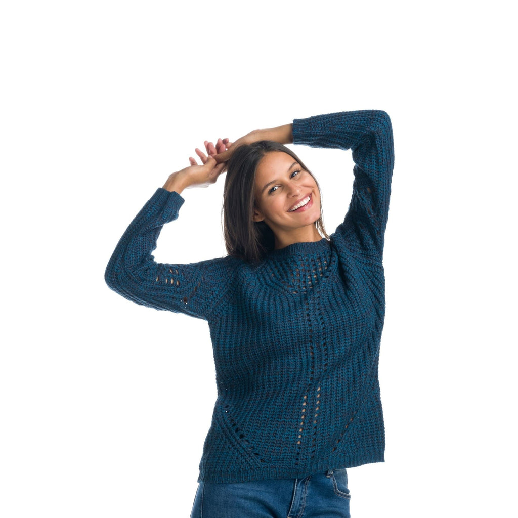Jersey Mujer Punto Calado Cuello Redondo – Koroshi Petróleo