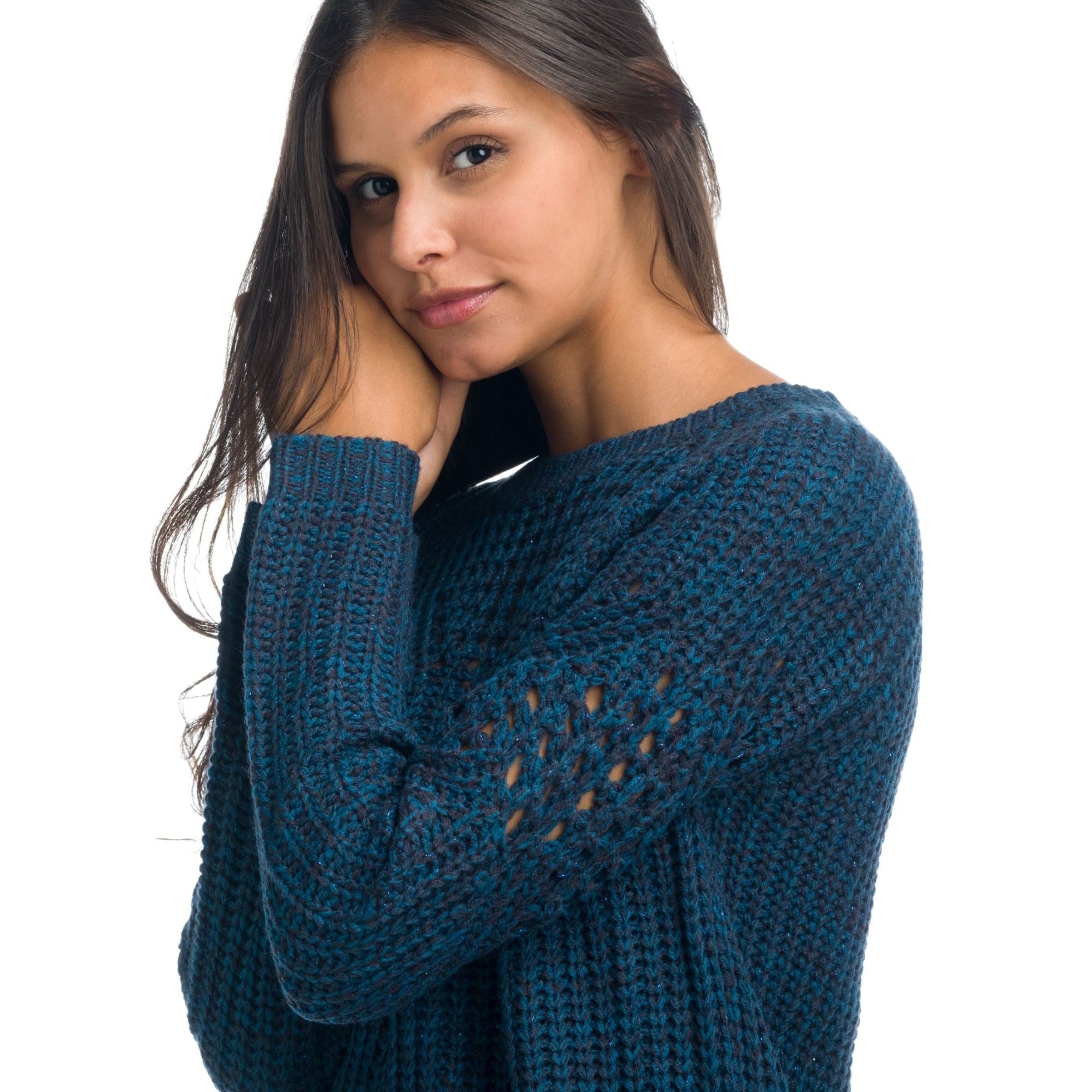 Jersey Mujer Punto Calado Cuello Redondo – Koroshi Petróleo