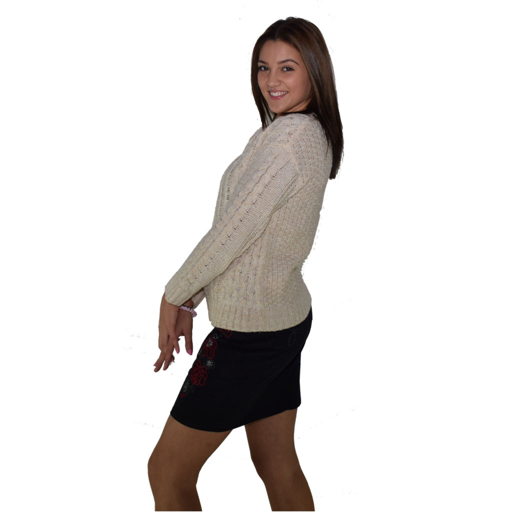 Jersey de Punto Grueso Mujer con Trenzas – Koroshi Crudo