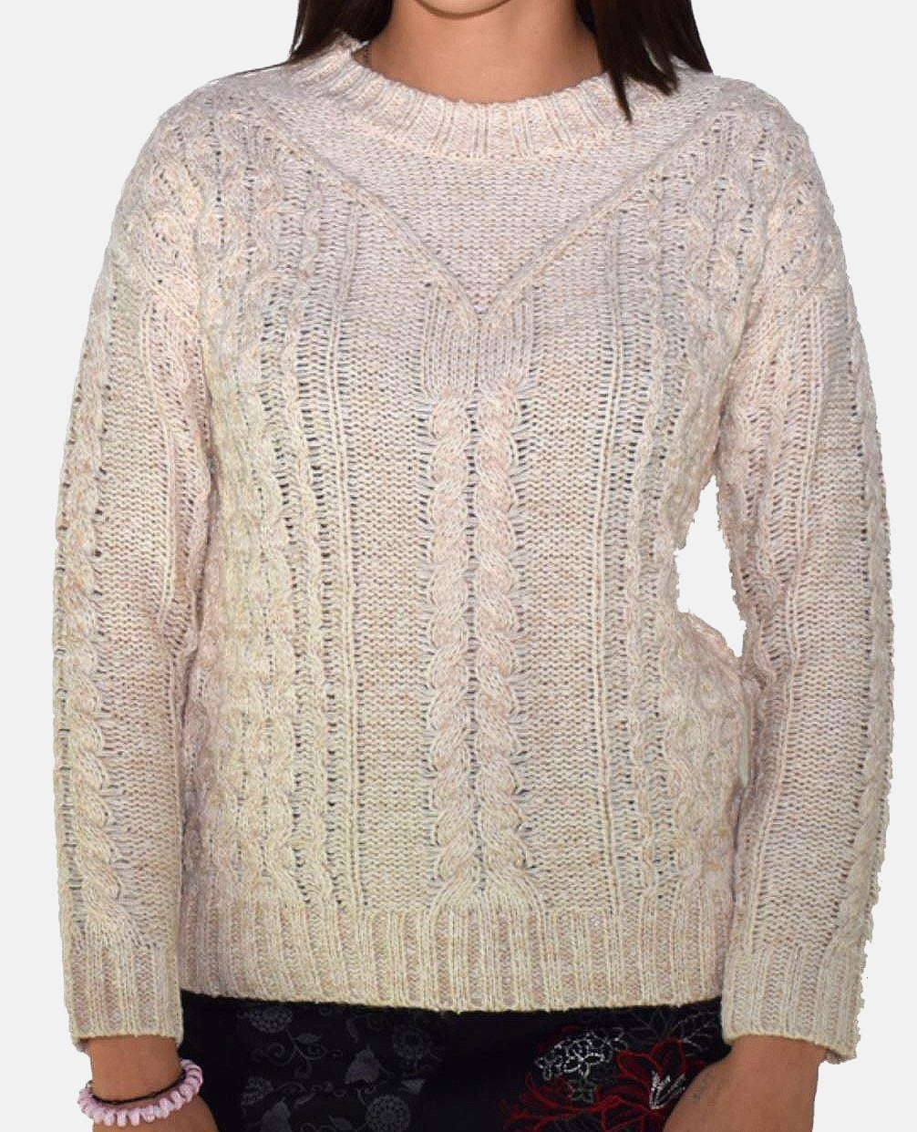 Jersey de Punto Grueso Mujer con Trenzas – Koroshi Crudo