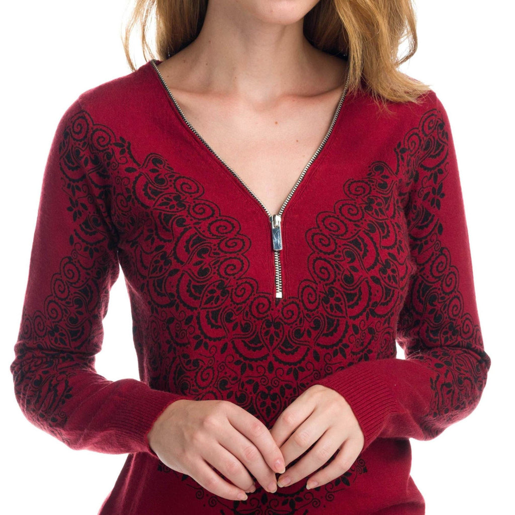 Jersey de Punto Fino Mujer con Cremallera y Estampado – Koroshi 1922TR52