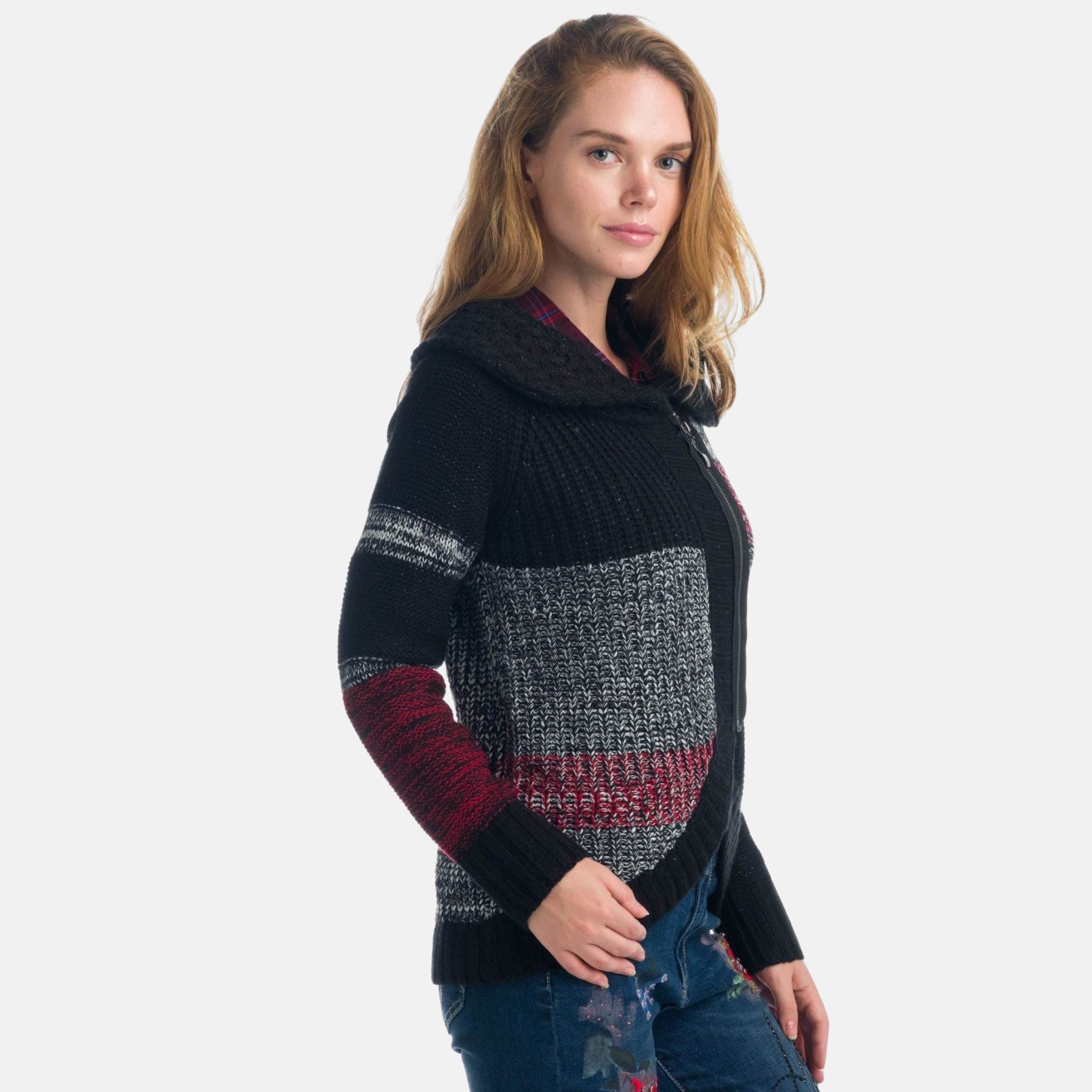 Chaqueta de Punto Mujer con Cuello Vuelto y Lurex – Koroshi 1922TR79