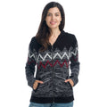 Chaqueta de Punto Mujer con Capucha Estampado Zig Zag – Koroshi Negro
