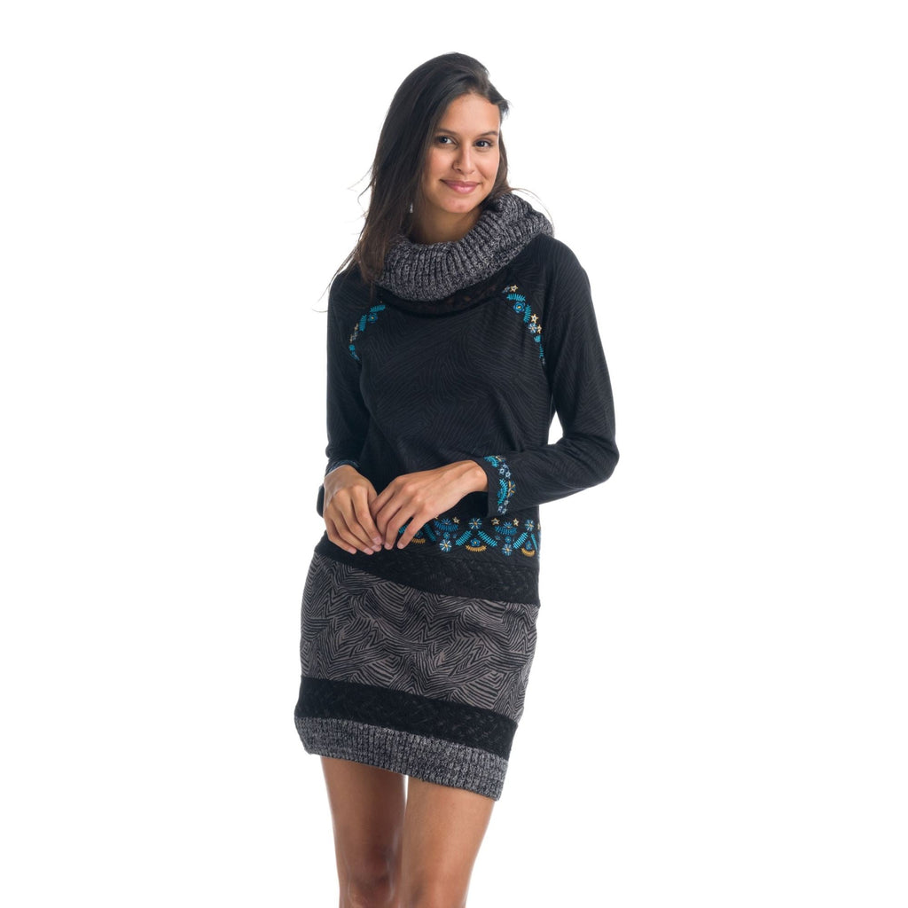 Vestido de Punto Mujer Cuello Vuelto con Bordados – Koroshi 1922VS06