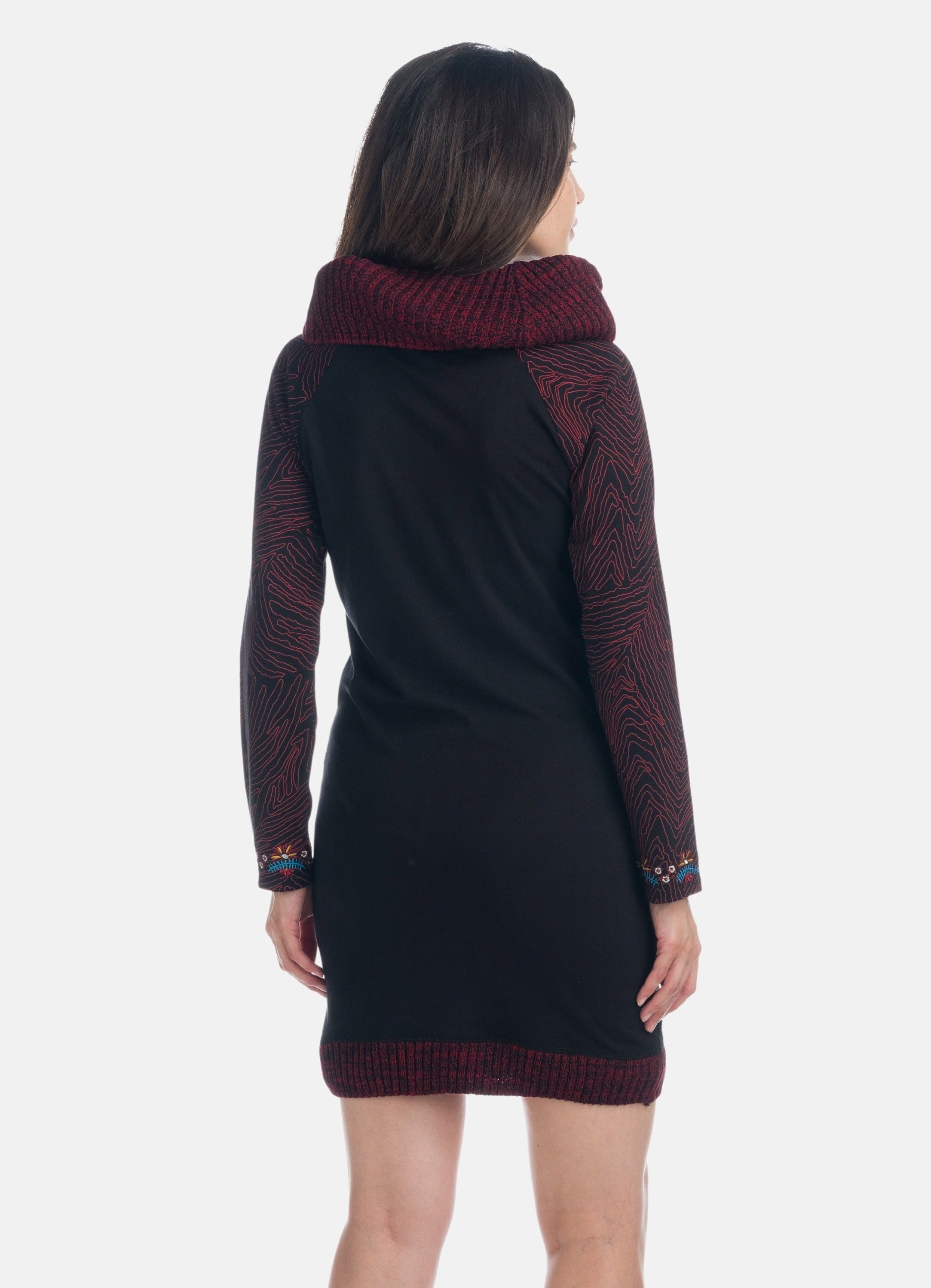 Vestido de Punto Mujer Cuello Vuelto con Bordados – Koroshi 1922VS06