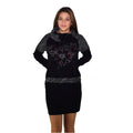 Vestido Mujer Manga Larga Estampado Flock con Bordado – Koroshi Negro
