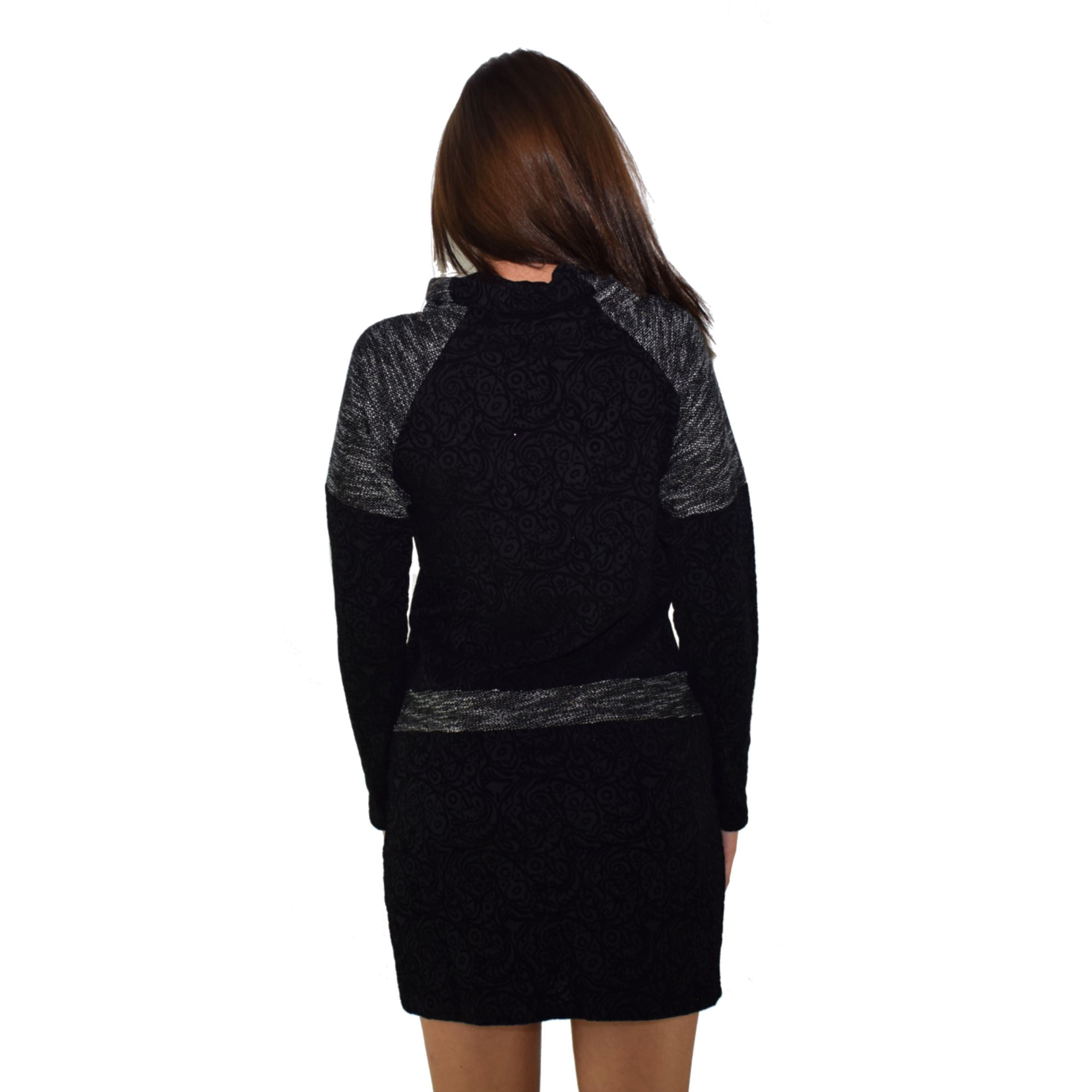 Vestido Mujer Manga Larga Estampado Flock con Bordado – Koroshi Negro