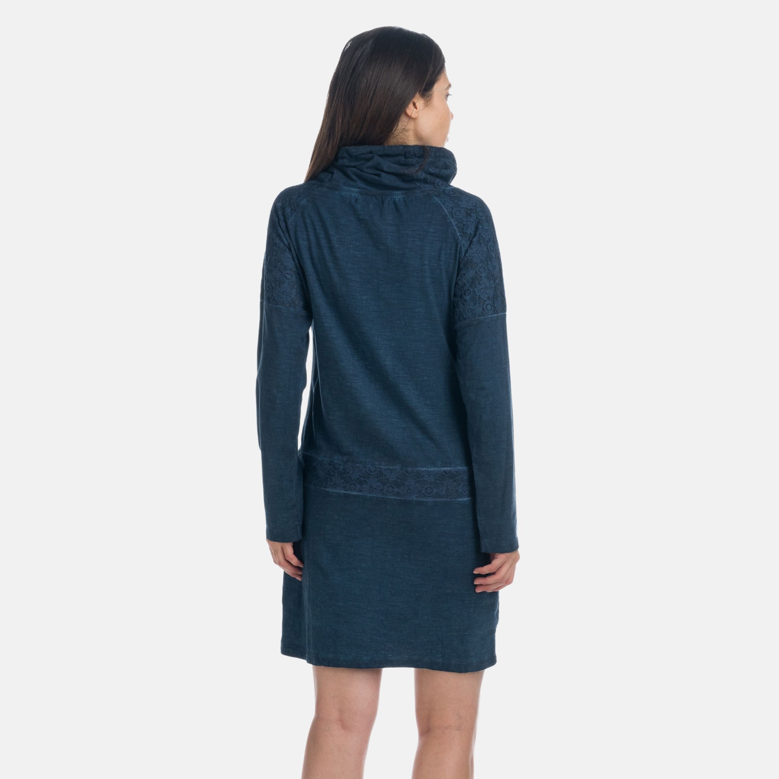Vestido Mujer Algodón Cuello Cruzado Bordado – Koroshi Azul Royal