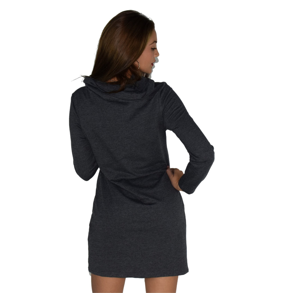 Vestido Mujer Jaspeado Cuello Vuelto Foil – Koroshi Gris