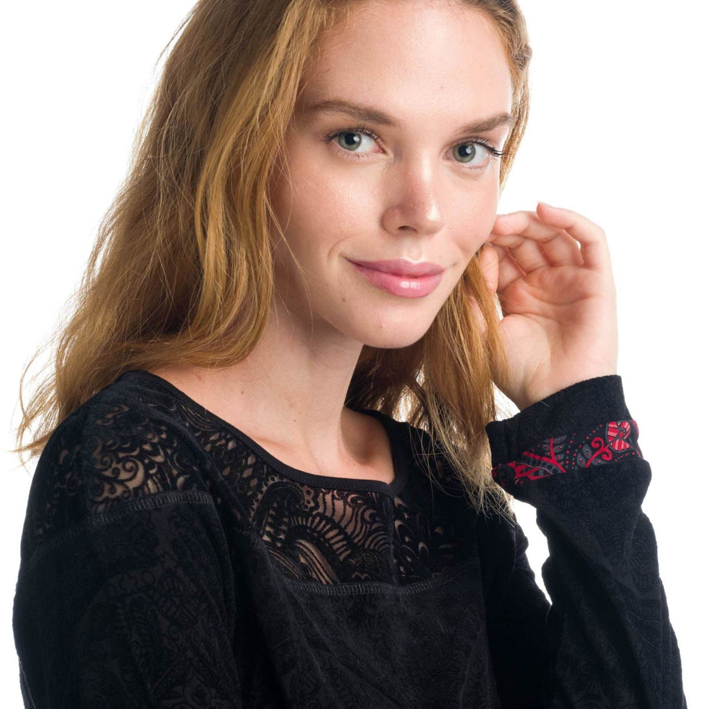 Vestido Mujer Flock Bajo Asimétrico Blonda – Koroshi Rojo