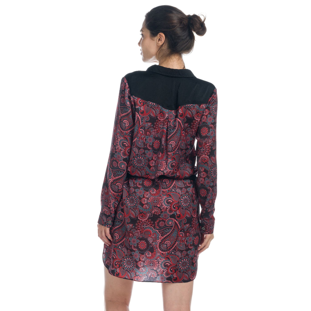 Vestido Camisero Mujer Estampado Manga Larga – Koroshi Negro