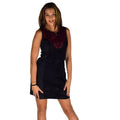 Vestido Denim Mujer Bordado y Flock – Koroshi Negro