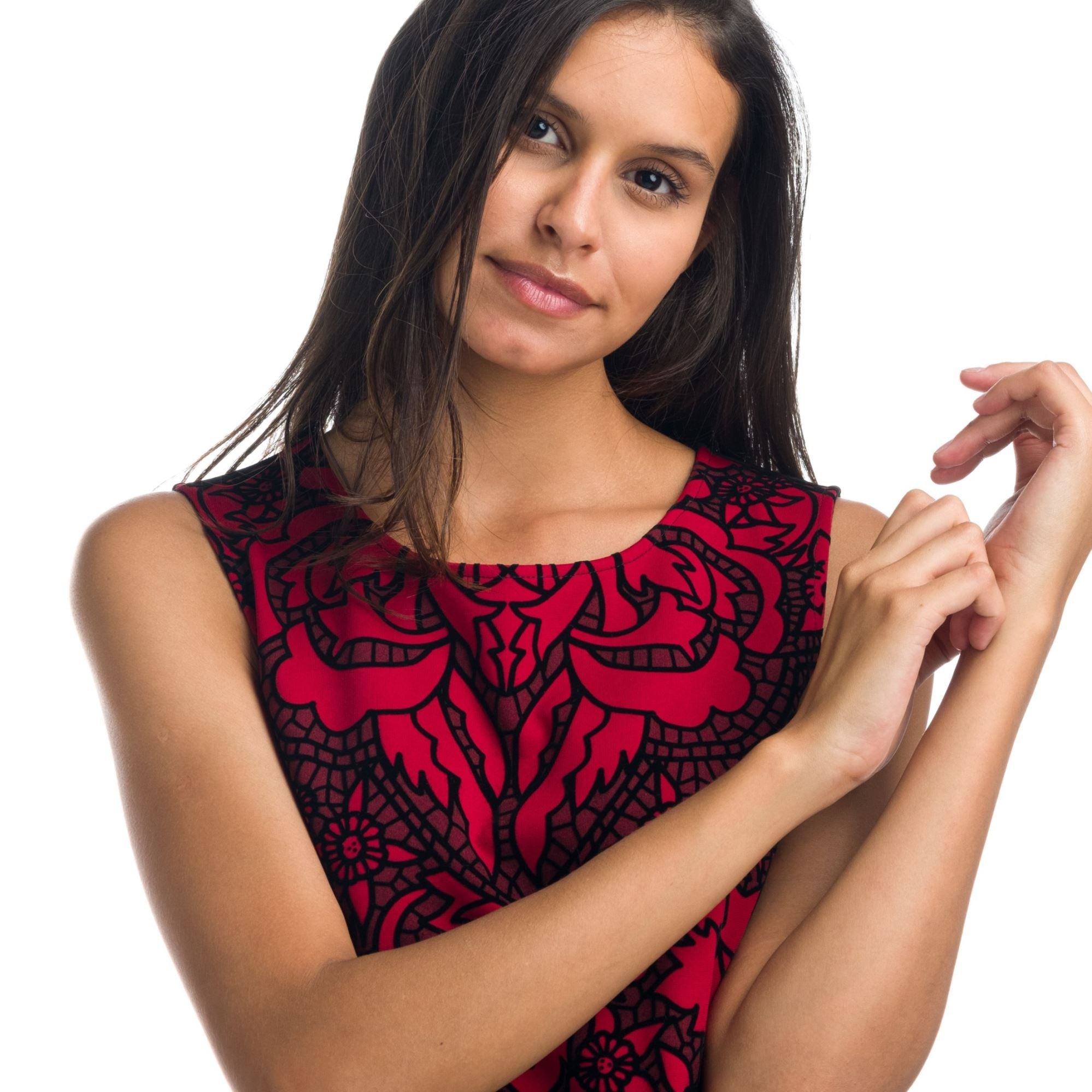 Vestido Tubo Mujer Estampado Flock – Koroshi Burdeos