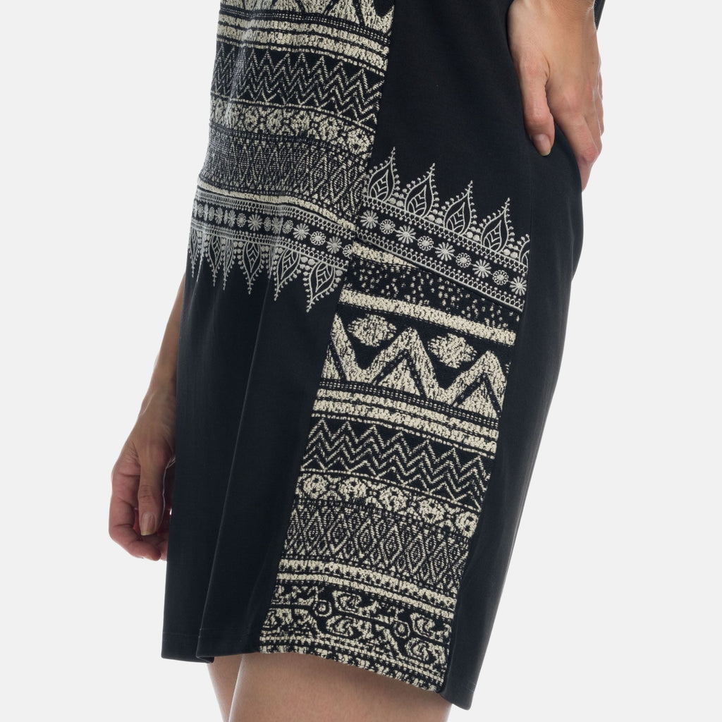 Vestido Corto Mujer sin Mangas con Bordado Étnico – Koroshi Negro
