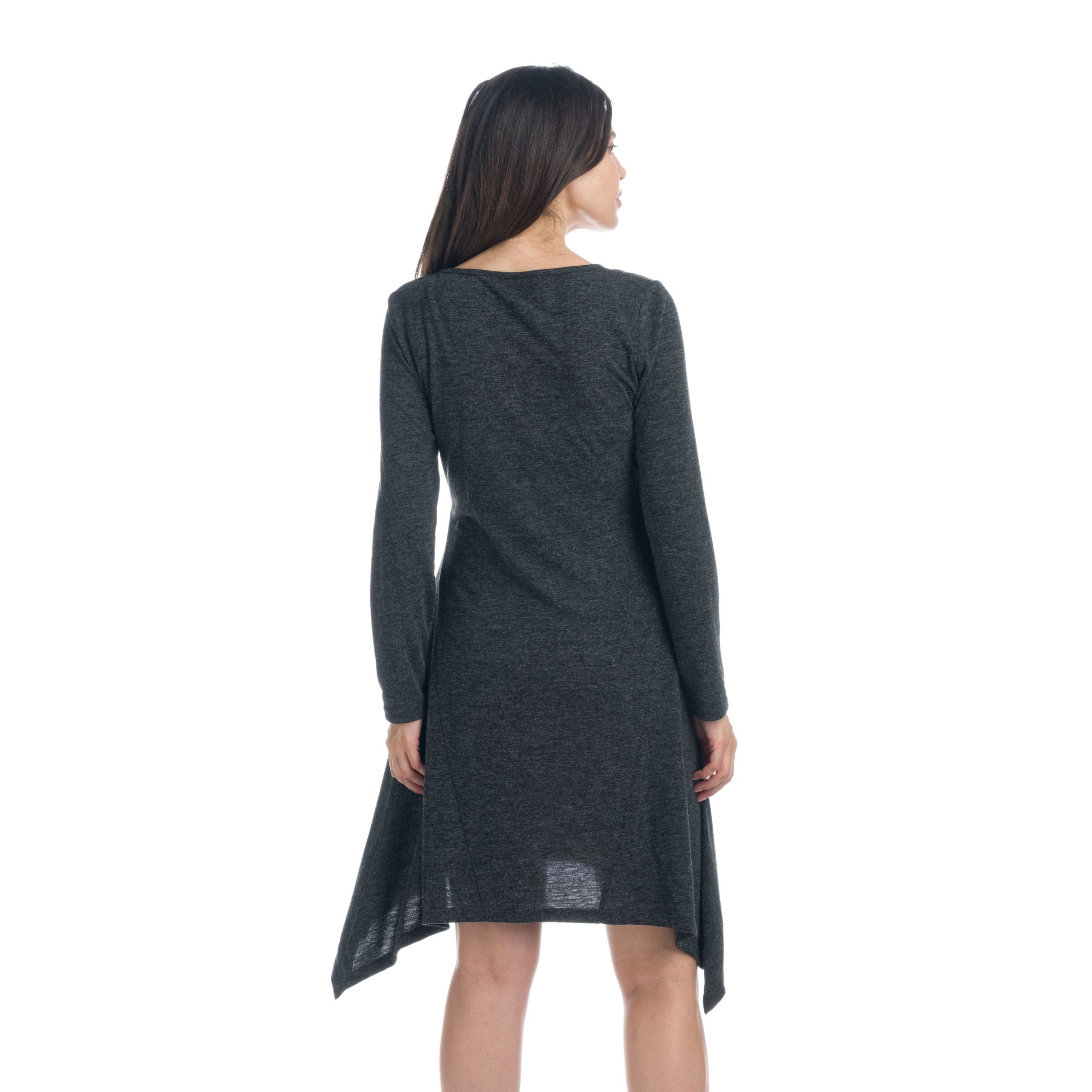 Vestido Mujer Jaspeado con Bordado y Bajo Asimétrico – Koroshi Negro