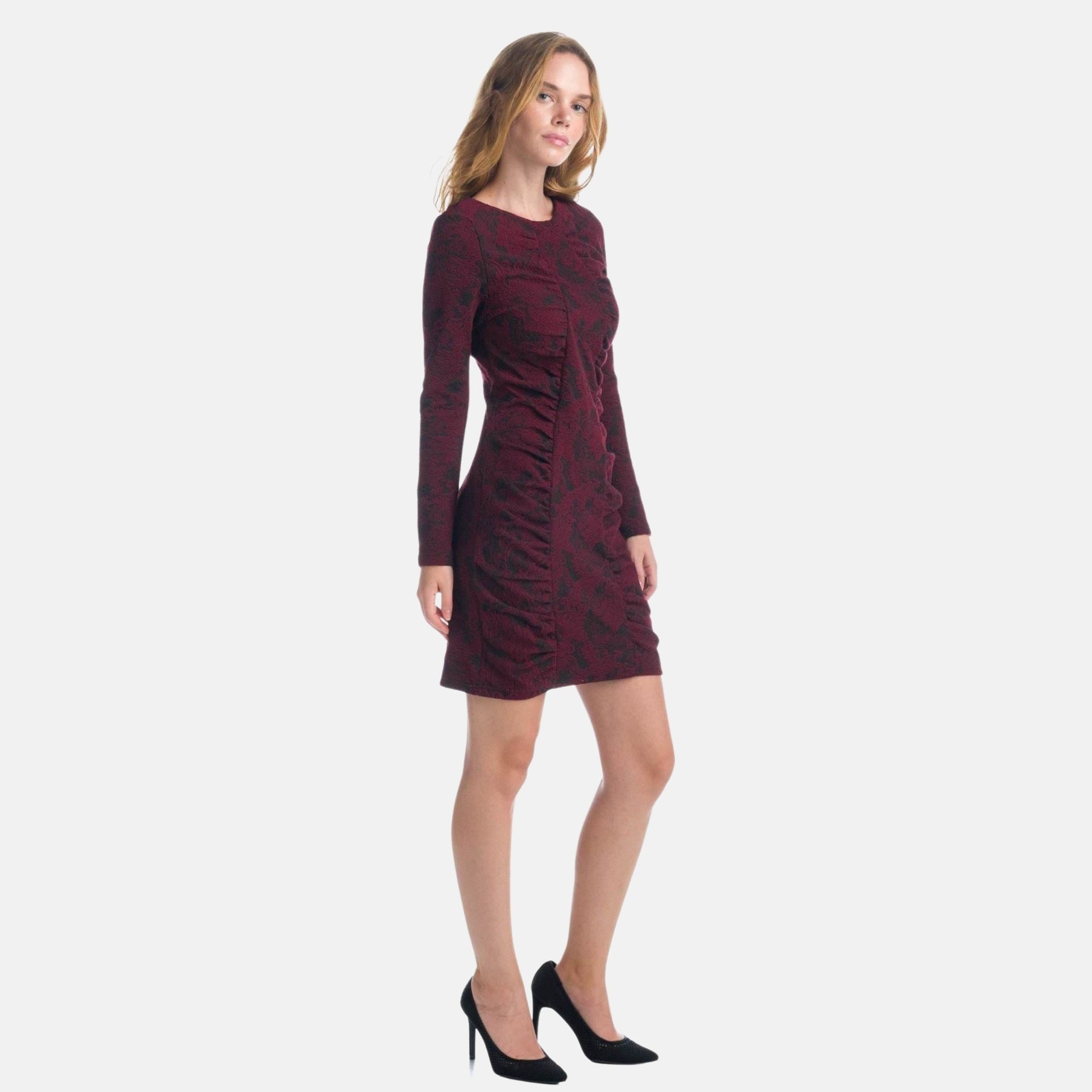 Vestido Brocado Mujer Manga Larga – Koroshi Vino
