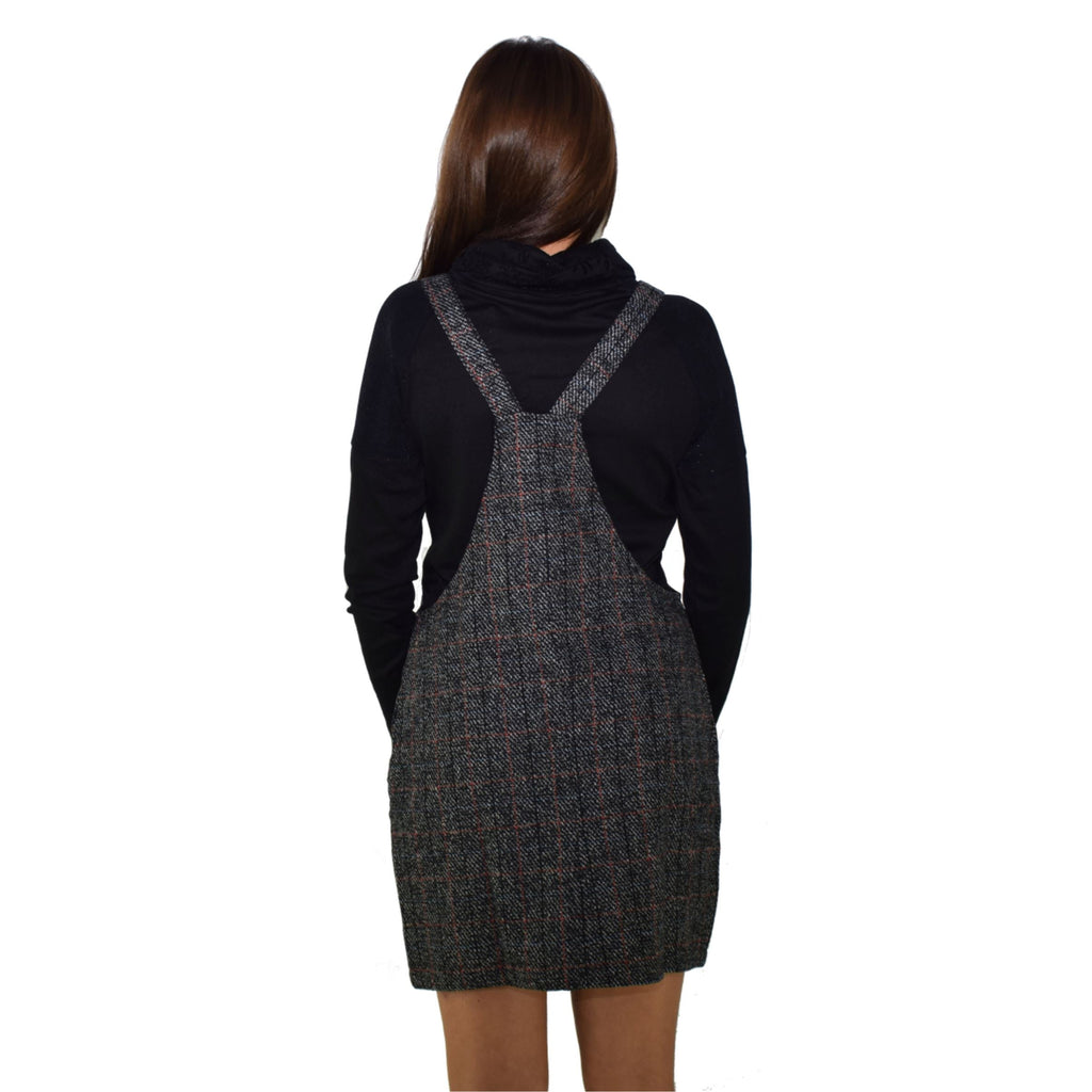 Vestido Pichi Tweed Mujer Bolsillos Bordados – Koroshi Negro