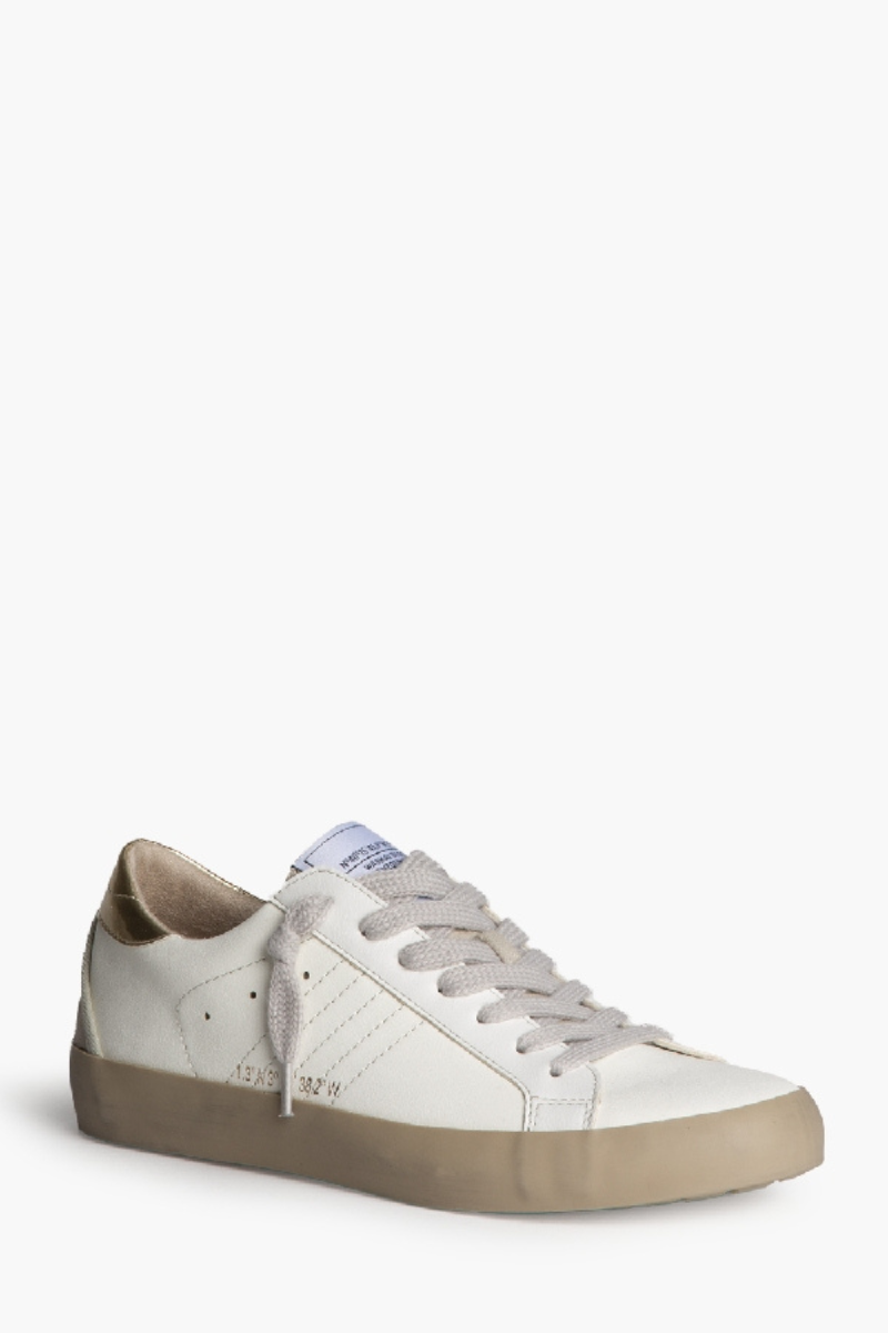 Zapatilla Deportiva Retro Mujer Blanca y Dorada Glitter - Estilo Casual