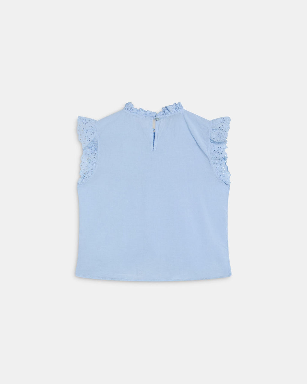 Blusa Mangas Troqueladas Azul Claro