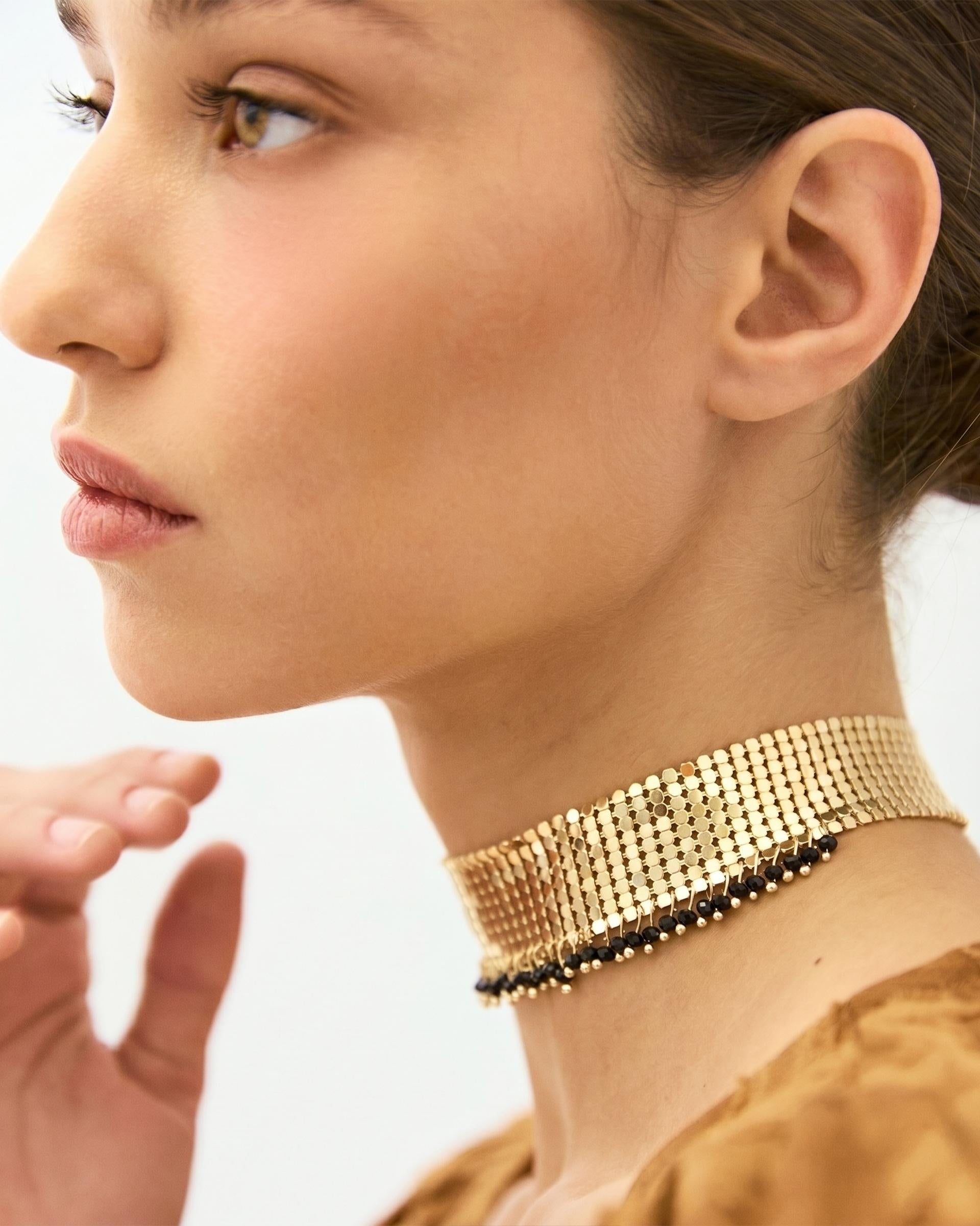 Choker Malla Bolitas Oro