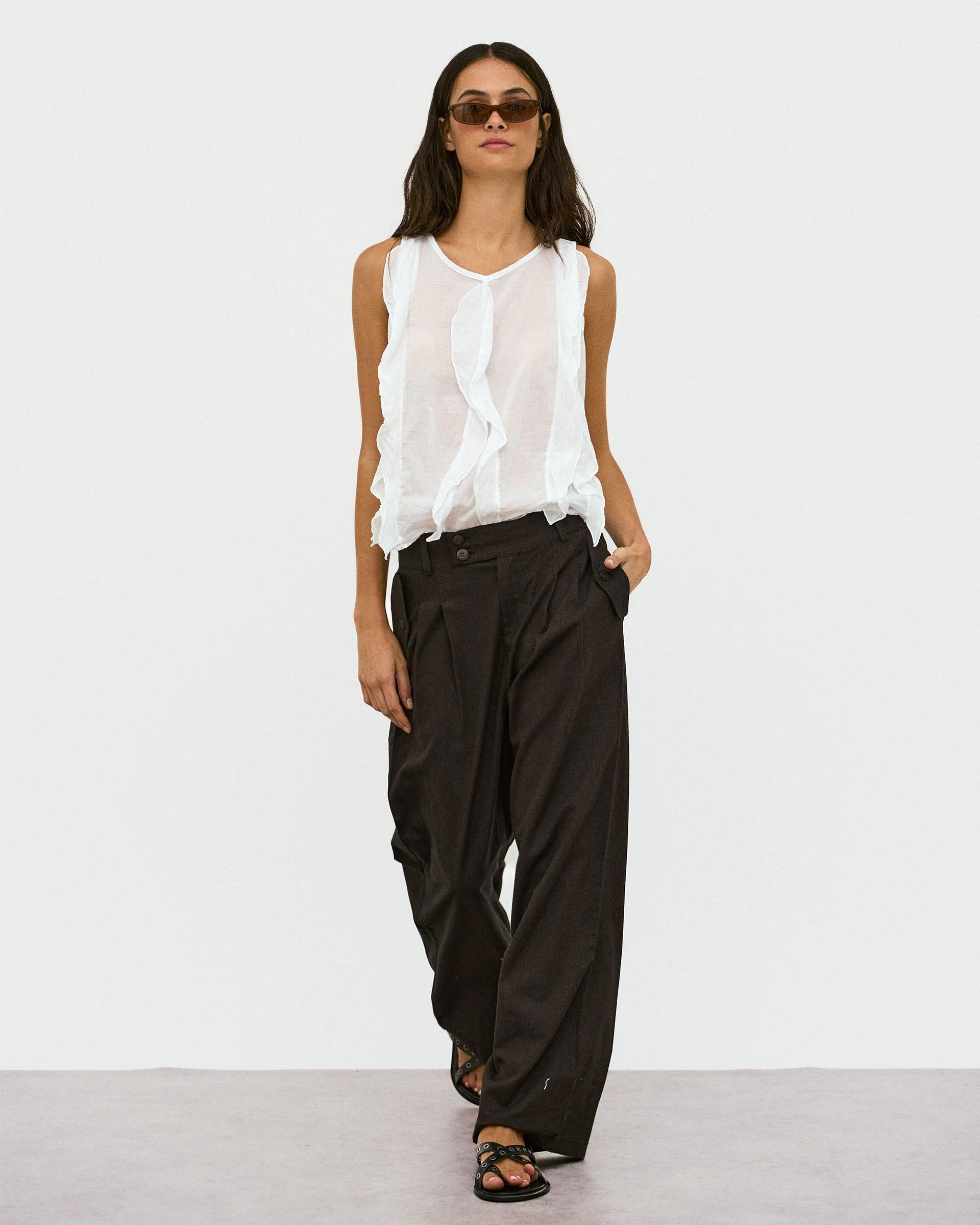 Blusa Volantes Delanteros Blanca