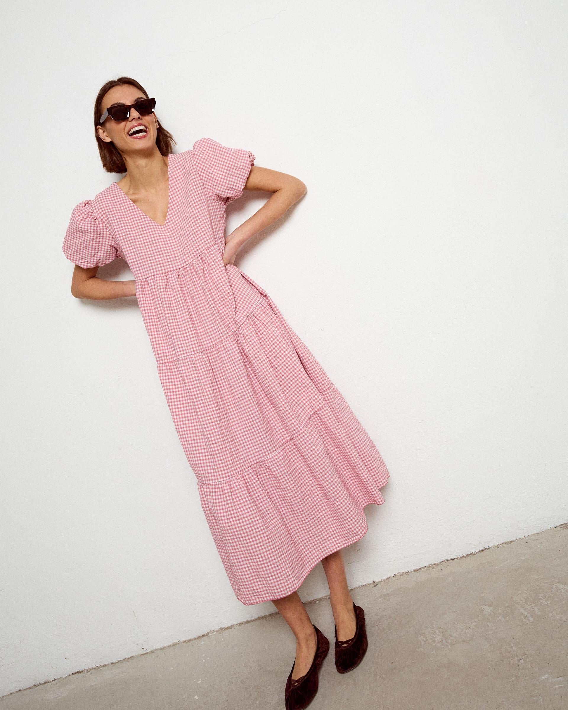 Vestido Largo Cortes Rosa