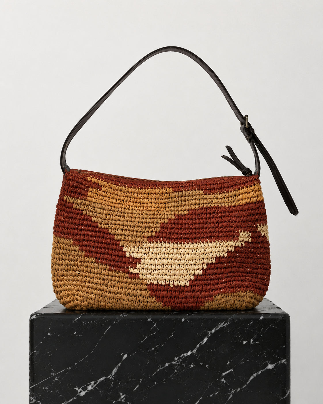 Bolso Rafia Estampado Teja