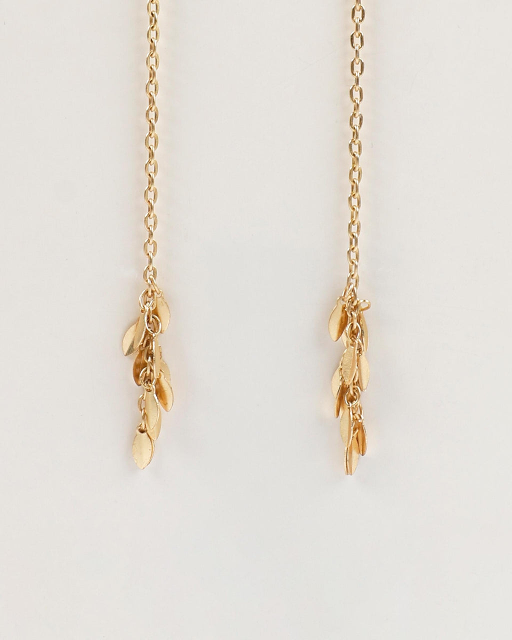 Pendientes Cadenas Hojas Oro