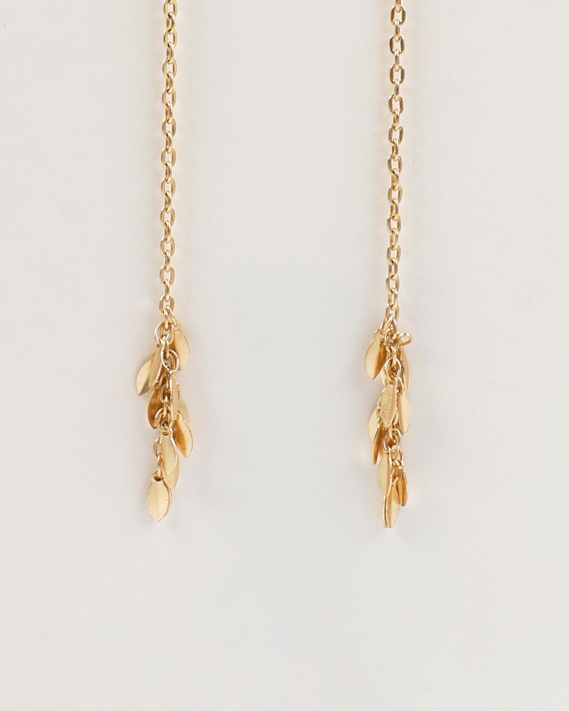 Pendientes Cadenas Hojas Oro